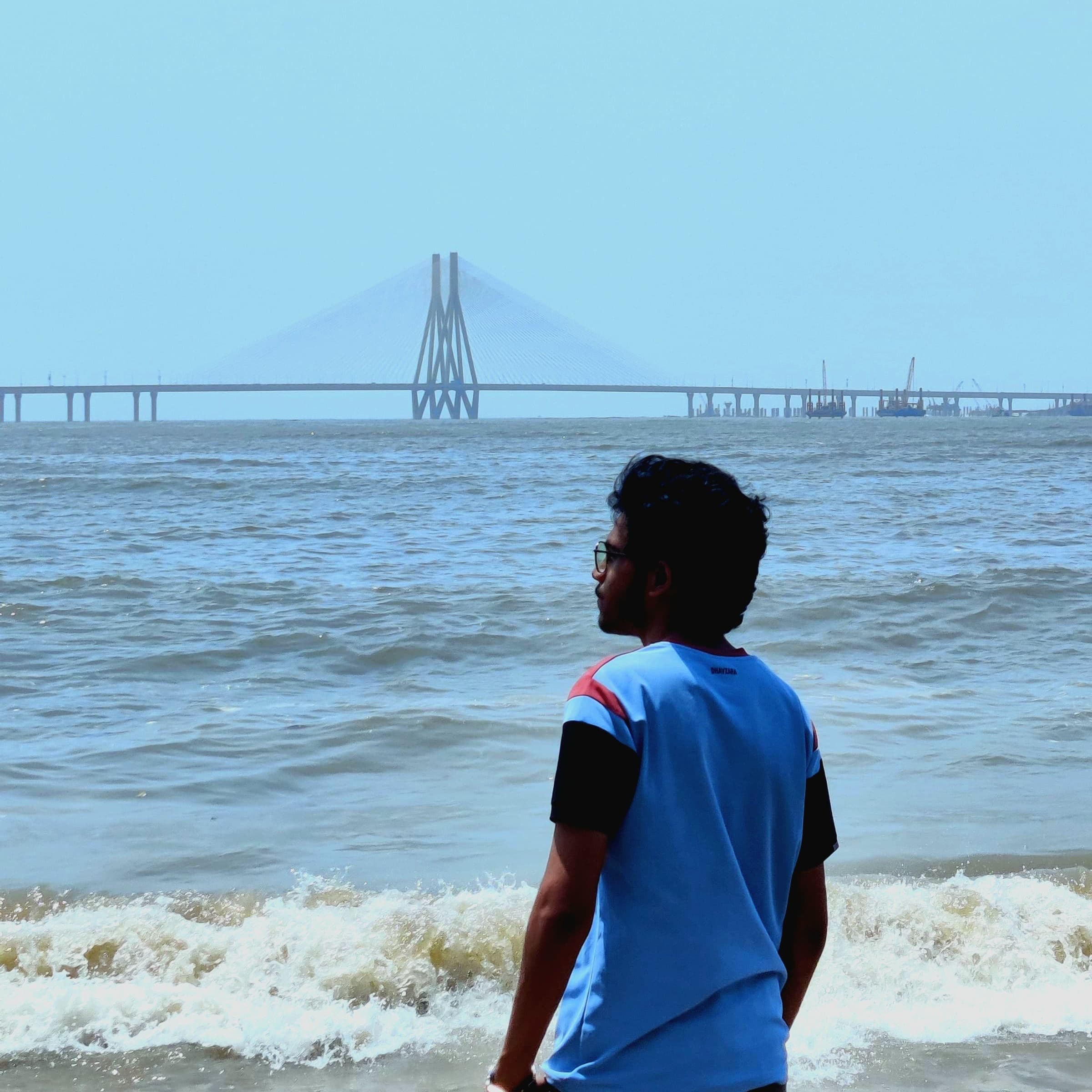 Jayant Potdar overlooking Bandra-Worli Sea Link
